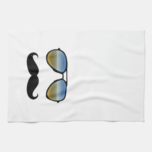 Grappige Retro Zonnebril met Mustache Theedoek (Horizontaal)