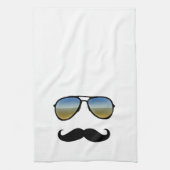Grappige Retro Zonnebril met Mustache Theedoek (Verticaal)