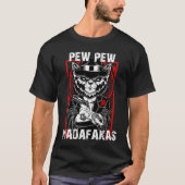 Grappige Retro Zwarte Cat Pew Pew Madafakas Pistoo T-shirt (Voorkant)