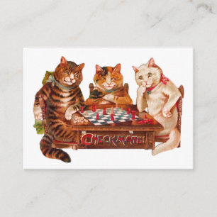 Grappige Retrokatten Schachmat Spelend Schaken 190 Informatiekaartje