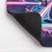 Grappige reuzenkat en dinosaurussen in de ruimte muismat (Hoek)