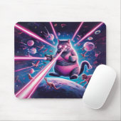 Grappige reuzenkat en dinosaurussen in de ruimte muismat (Met muis)