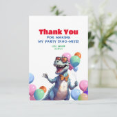 Grappige Rex Dinosaurus Verjaardag Dank u Foto Bedankkaart (Staand voorkant)