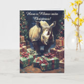 Grappige Rhino kerst Kaart (Gele Bloem)