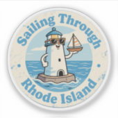 Grappige  Rhode Island vuurtoren zeilboot Sticker (Voorkant)