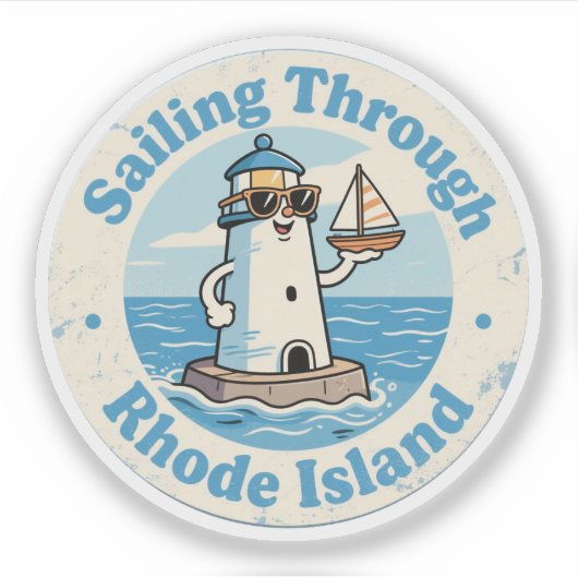 Grappige  Rhode Island vuurtoren zeilboot Sticker (Voorkant)