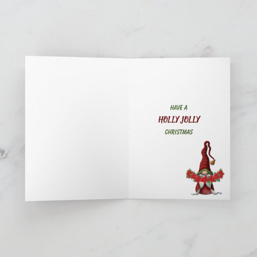 Grappige Ribbon Gnome met Vogels Gevouwen Kerstmis Feestdagen Kaart (Binnen)