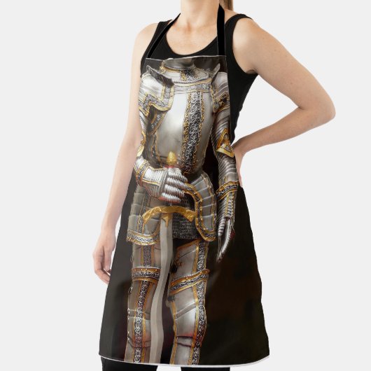 Grappige ridder in glanzend pantser schort (Insitu)