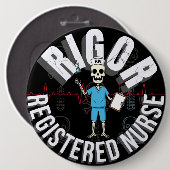 Grappige Rigor RN Skeleton Med Halloween Skull Art Ronde Button 6,0 Cm (Voorkant /achterkant)