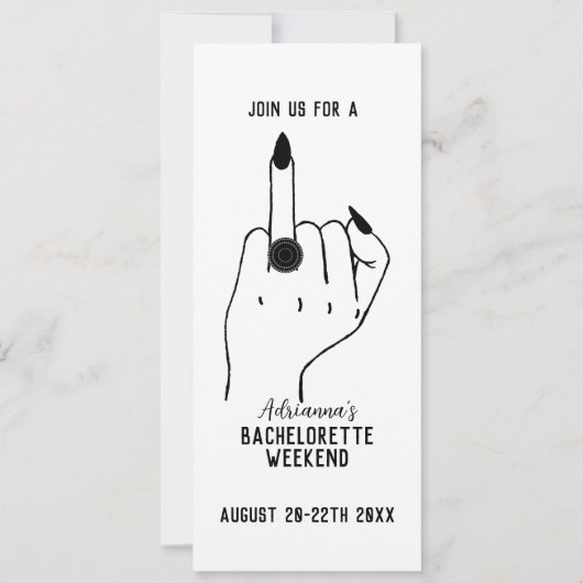 Grappige Ring Finger Bachelorette Weekend Route Kaart (Voorkant)
