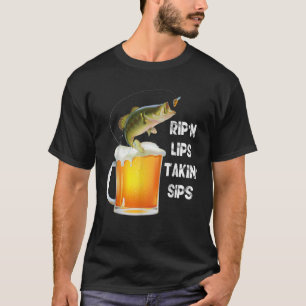 Grappige Rip n Lips nemen Sips Vissen Lovers T-shirt