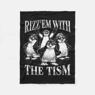 Grappige rizz em met de tism retro pinguïn meme fleece deken