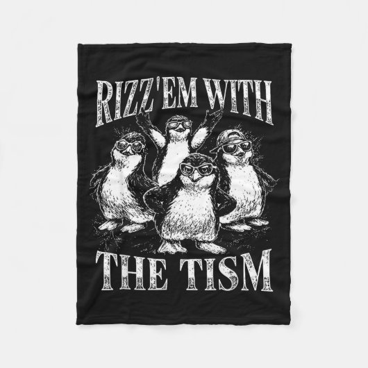 Grappige rizz em met de tism retro pinguïn meme fleece deken (Voorkant)