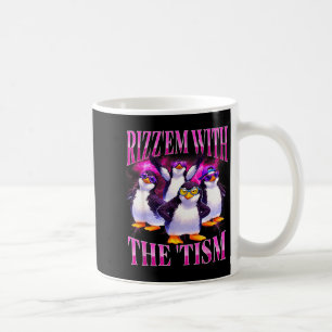 Grappige rizz em met de tism retro pinguïn meme koffiemok