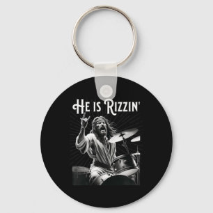 Grappige Rizz Hij Is Rizzin Jezus Drummen  Sleutelhanger