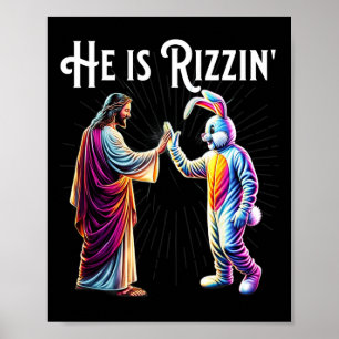 Grappige Rizz Hij Is Rizzin Jezus High Five Pasen  Poster