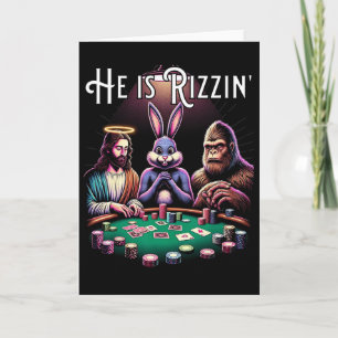 Grappige Rizz Hij Is Rizzin Jezus Paashaas Bigfoot Kaart