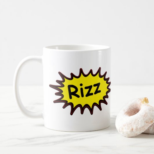 Grappige 'Rizz' Witte Mok - Gen Z Humor Gift (Met donut)