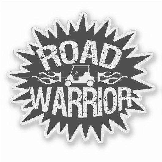 Grappige Road Warrior Golf Cart Biker Style Sticker (Voorkant)