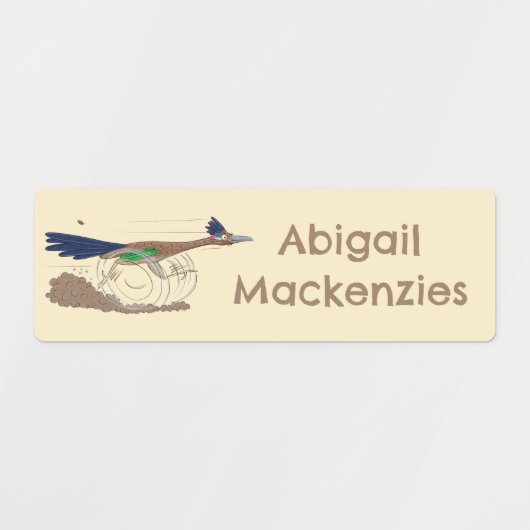 Grappige roadrunner vogel cartoon gepersonaliseerd labels (Design 1)