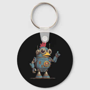 Grappige Robot Ai Kip Kostuum Voor Robot Liefhebbe Sleutelhanger