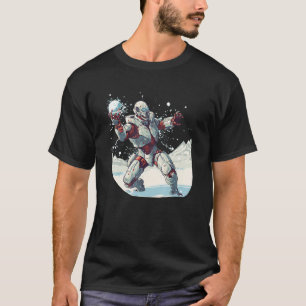 Grappige robot in sneeuwbalgevechten voor AI Cybor T-shirt
