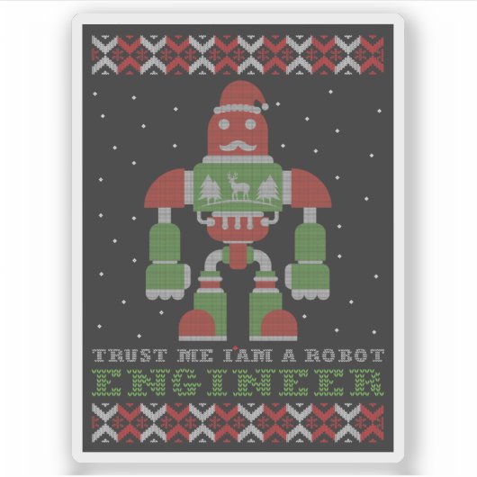 Grappige Robot Kerst Sticker (Voorkant)
