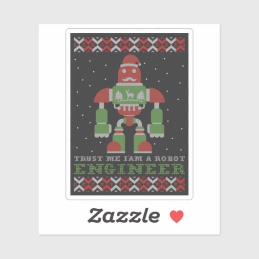 Grappige Robot Kerstmis Sticker (Vel)