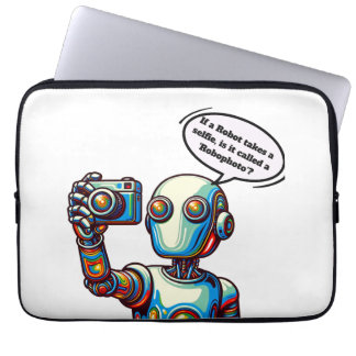 Grappige robot, kunstmatige intelligentie, nerd, n laptop sleeve