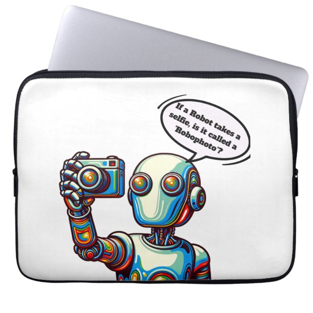 Grappige robot, kunstmatige intelligentie, nerd, n laptop sleeve (Voorkant)