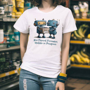 Grappige Robot Ouders Baby Aankomst Dames T-shirt