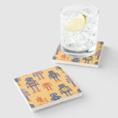 Grappige robotvriend stenen onderzetter (Zijkant)