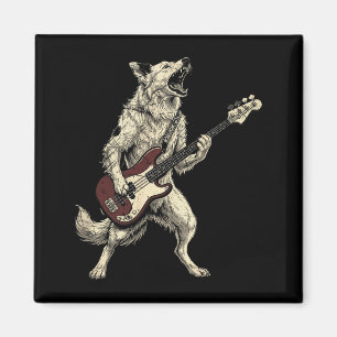 Grappige Rock Border Collie die Gitaar Speelt Retr Magneet