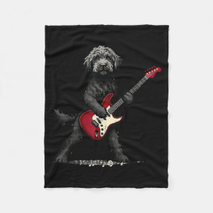 Grappige Rock Goldendoodle Hond Speelt Gitaar Muzi Fleece Deken