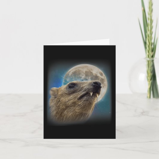 Grappige Rock Hyrax met de Maan Meme Kaart (Voorkant)