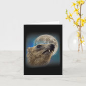 Grappige Rock Hyrax met de Maan Meme Kaart (Gele Bloem)
