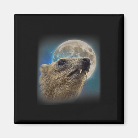 Grappige Rock Hyrax met de Maan Meme Magneet (Voorkant)