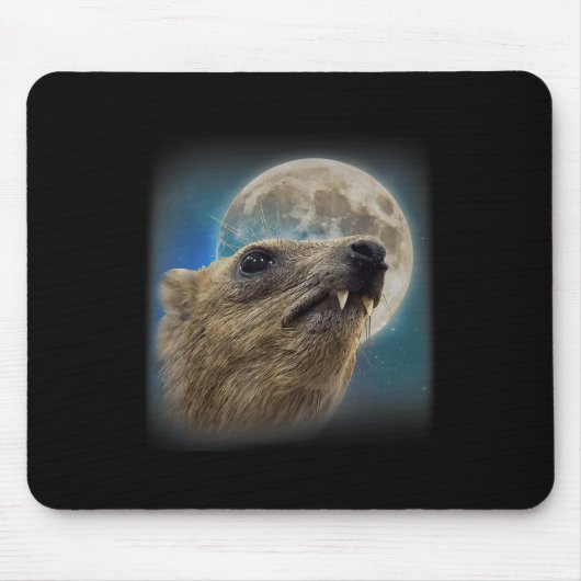 Grappige Rock Hyrax met de Maan Meme Muismat (Voorkant)
