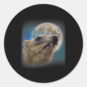 Grappige Rock Hyrax met de Maan Meme Ronde Sticker