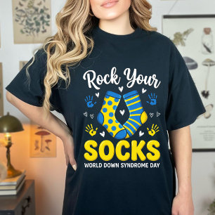 Grappige Rock je Sokken 3/21 Down Syndroom Bewustz T-shirt