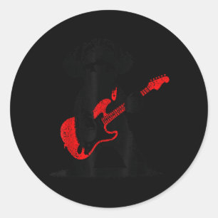 Grappige Rock Maltipoo Hond Speelt Gitaar Muziek L Ronde Sticker