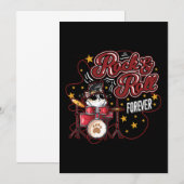 Grappige Rock n Roll Voor altijd Cool Drummer Kat Kaart (Voorkant / Achterkant)