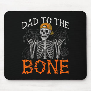Grappige rock vader aan het bot skelet Halloween k Muismat