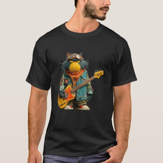 Grappige Rocker Kat T-shirt (Voorkant)
