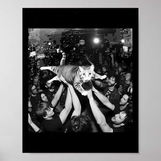 Grappige Rockshow Kat Meme Schattige Tabby Kitten  Poster (Voorkant)