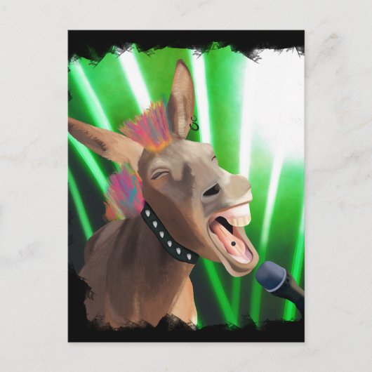 Grappige Rockstar Donkey Briefkaart (Voorkant)