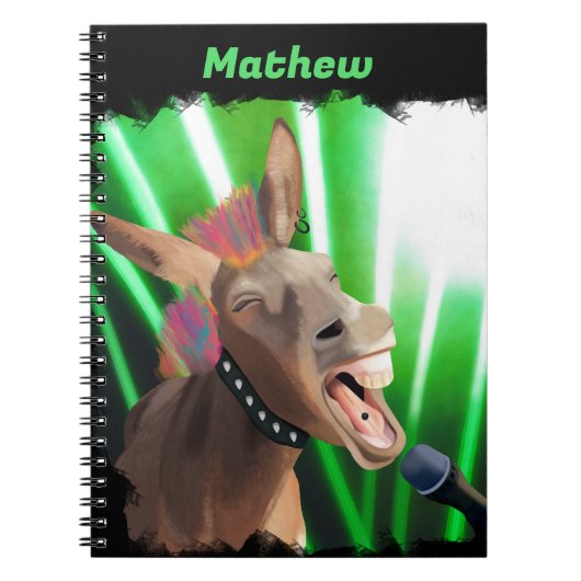 Grappige Rockstar Donkey Notitieboek (Voorkant)
