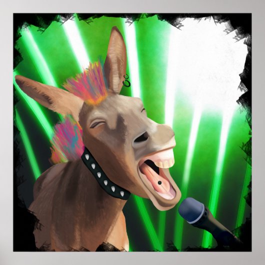 Grappige Rockstar Donkey Poster (Voorkant)