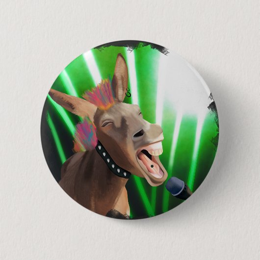 Grappige Rockstar Donkey Ronde Button 5,7 Cm (Voorkant)