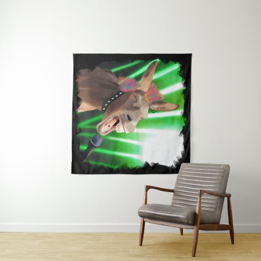 Grappige Rockstar Donkey Wandkleed (In Situ (horizontaal))